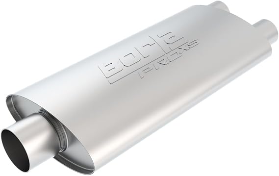 BORLA 40349 ProXS Universal Performance Muffler 3" Single Center Inlet/Dual 2.5" Outlets 4" x 9.5" Oval x 19" Long Body 25" Overall Length Reversible Design T-304 Stainless Steel