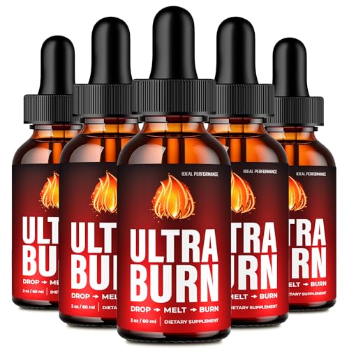 Ultra Burn Drops, Premium Ultra Burn Supplement Droppers - Maximum Strength, All Natural Liquid Formula to Maintain Overall Well-Being and Healthy Body, Official UltraBurn Support Reviews 5 Pack