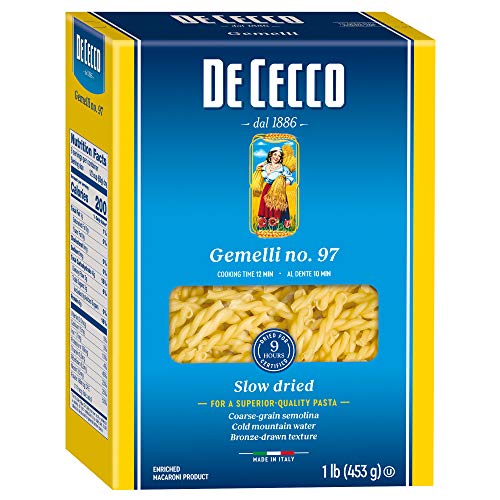 De Cecco Semolina Pasta, Gemelli No.97, 1 Pound Pack of 5