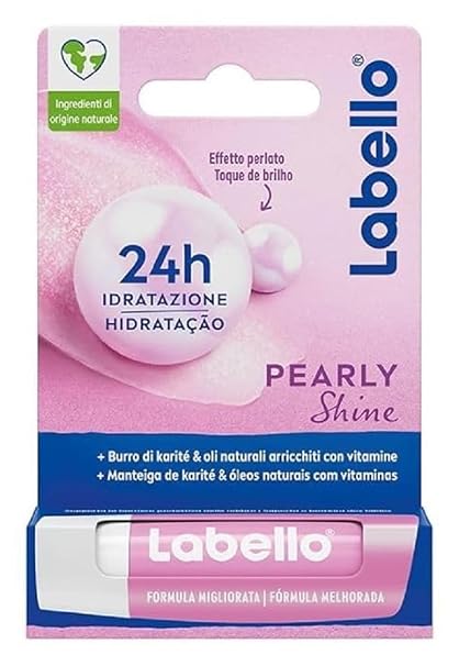Labello Pearly Shine Lip Balm 4.8 g Colourful and Nourishing Lip Balm with Pearl and Silk Extracts Moisturising Lip Balm for 24 Hours with Natural Ingredients