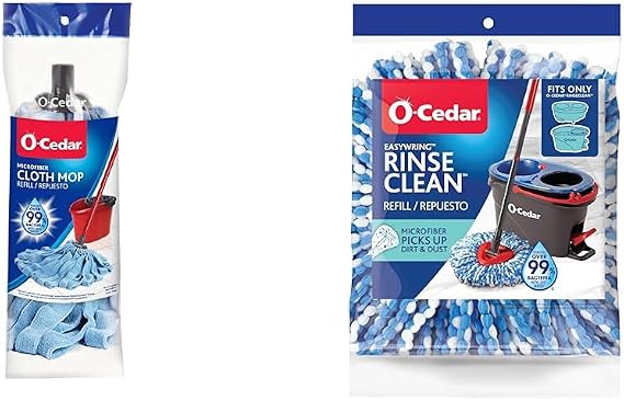 O-Cedar Microfiber Cloth Mop Refill and EasyWring RinseClean Spin Mop Microfiber Refill, 1-Pack