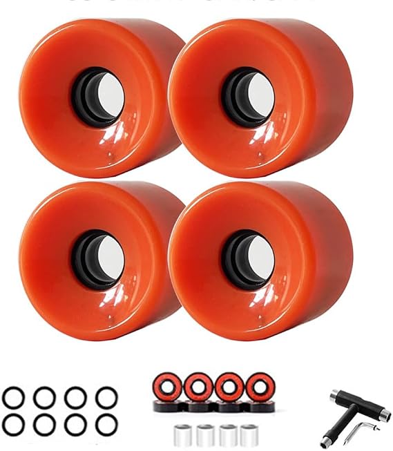 65mm Cruising Skateboard Wheels and Bearings Set 65mm Longboard Wheels Street Wheel Cruiser 65mm 82A Wheels with ABEC-9 Bearings Set of 4