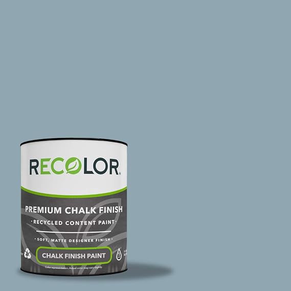 RECOLOR Eco-Friendly Interior Chalk Paint, Matte Finish, 1 Quart, Steel