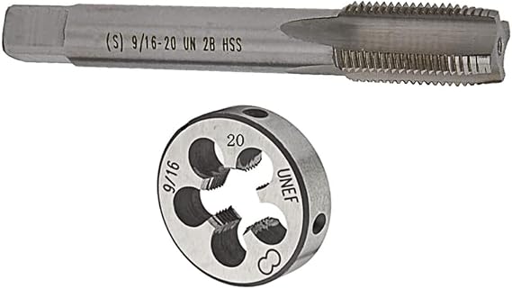 9/16-20, HSS Tap And Die Set,9/16 x 20 UNF Machine Thread Tap And UNF Round Thread Die Right Hand