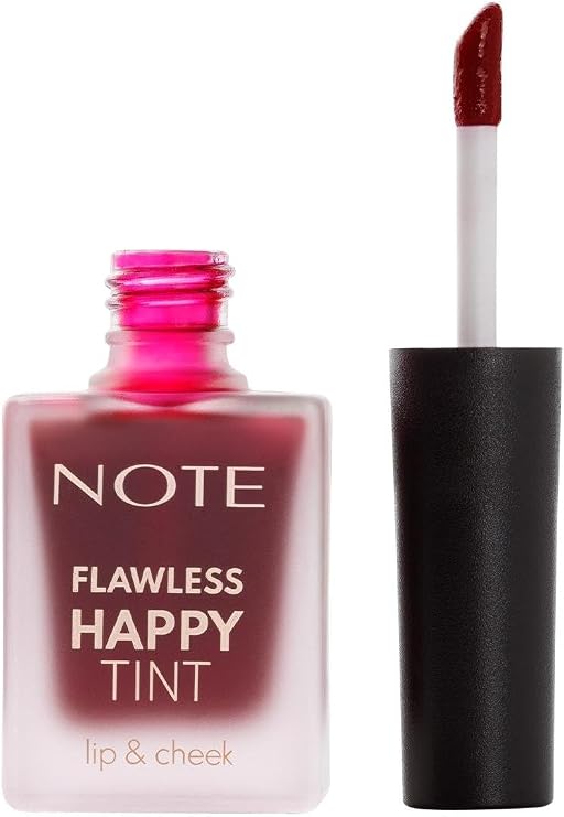 Note Cosmetics Flawless Happy Tint Lip & Cheek 02 Wild Cherry Dudak ve Yanak Renklendirici Likit Allık, Mor