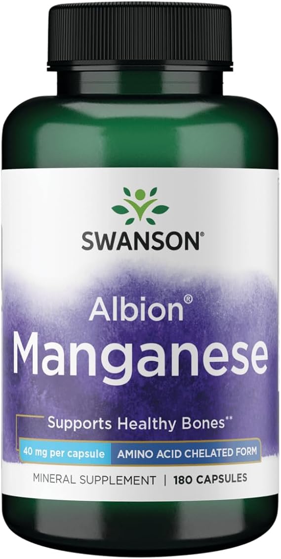 Swanson Albion Chelated Manganese Glycinate 40 mg, 180 Capsules