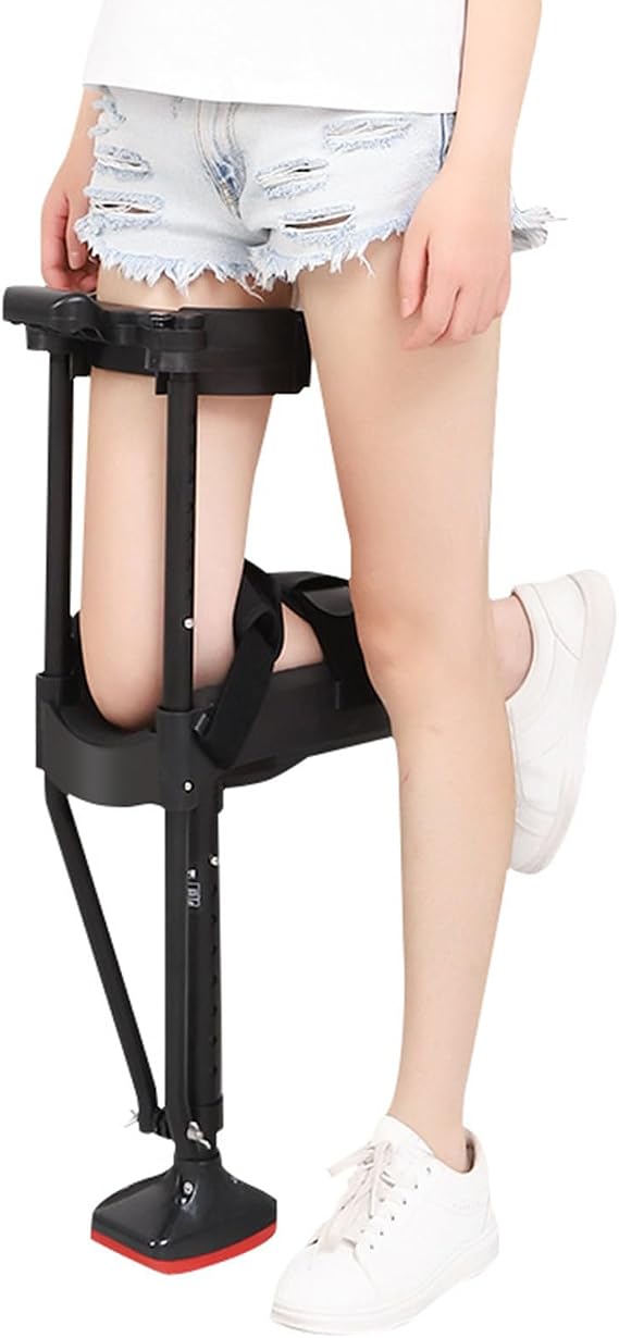 180 ° Adjustable Knee -Up Medical Anti -Skimming Knee Crutch at Hands Free Knee Crutch without Pain Free -Handed Aids,Black,right leg