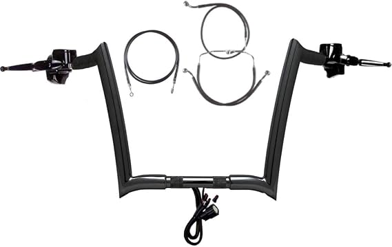 Hill Country Customs Paul Yaffe BBlack 12" Monkey Bar Handlebar Kit for 2017 and Newer Harley Road King models without ABS brakes - CP-0601-2366-GBB-RK17