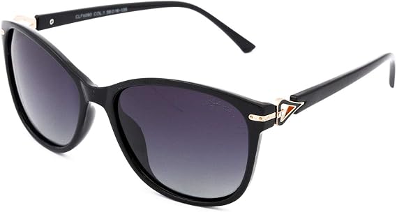 CLF Genuine Christian Lafayette Ladies Polarized Sunglasses for Women Driving, Black Plastic frame, Light Anti Glare Violet Lenses UV400 Protection