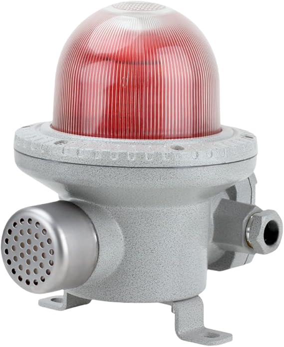 BBJ Explosion-Proof Audible-Visual Alarm (24V DC) Aluminum Alloy Enclosure, Tempered Glass Cover, IP65 Protection High Reliability (BBJ-24V 120dB)