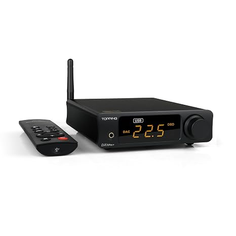 TOPPING DX3 Pro+ NFCA LDAC Headphone Amplifier, ES9038Q2M Audio DAC Amp, Bluetooth/USB/Optical/Coaxial Input RCA/3.5mm Headphone Amplifiers Preamp (Black)