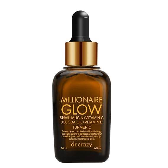 Millionaire Glow Vitamin C Serum for Face 15% L-Ascorbic Acid + Niacinamide + Snail Mucin Helps Fade the Look of Dark Spots, Plump Fine Lines & Revive Dull-Looking Skin Vegan, Cruelty-Free, 30ml
