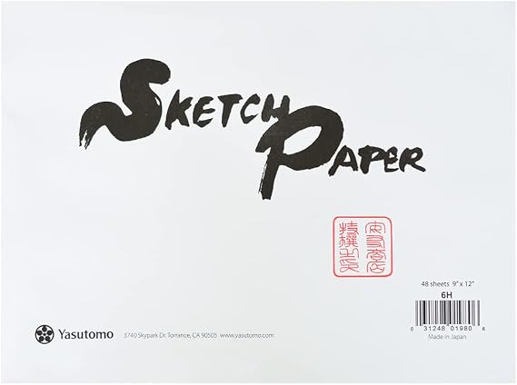 Yasutomo Hosho Paper Pad, 9"x12", 48 Sheets with Deckle Edges, Off-White (6H)