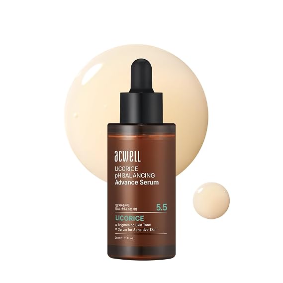 ACWELL Licorice pH Balancing Advanced Facial Serum Ampoule Dark Spot & Uneven Tone Care with Niacinamide, Lightweight Hydrating Daily Serum for Glass-Skin Glow, 1.01 fl. oz