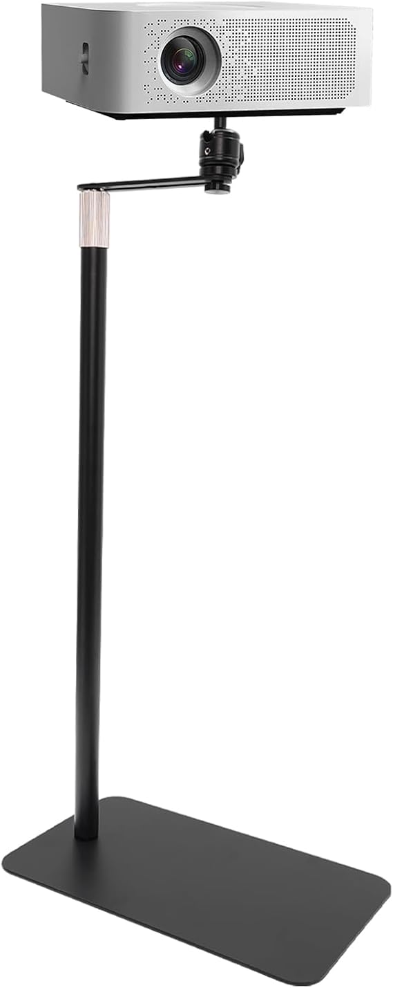 Projector Stand - Adjustable Floor Mount for Bedroom Living Room & Office, 60-120cm Height 360° Ball Head Heavy Duty Universal Bracket with L-Shaped Base for Movie Lovers