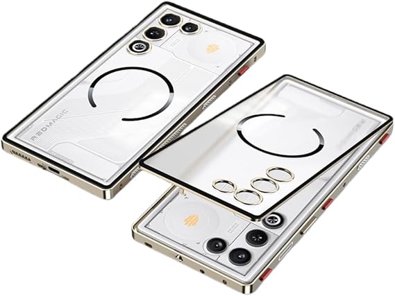 RedMagic 11 Air RM11A-WX-60204 6.85" Metal Bumper Wireless Charging Heat Dissipation Drop Protection Spring Lock Aluminum Frame Matte Translucent Back Panel Metal Cover for 11 Air Gold
