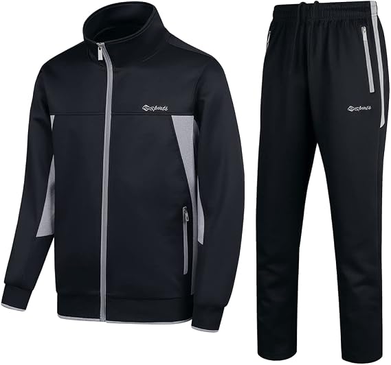 Men's Casual Athletic Tracksuit Long Sleeve Sweatsuit Set Full Zip Running Jacket and Pants 2 Piece Outfits