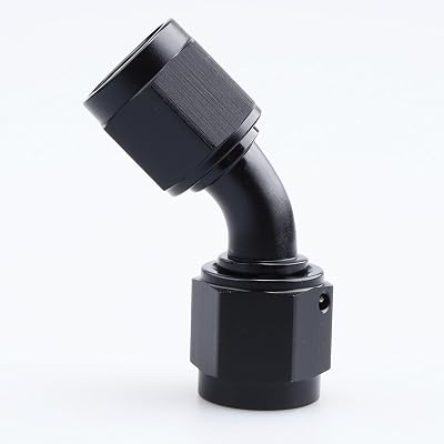 AC PERFORMANCE -6 AN Female to -6 AN Female 45 Degree Swivel Coupler Union Fitting Adapter Aluminum Black
