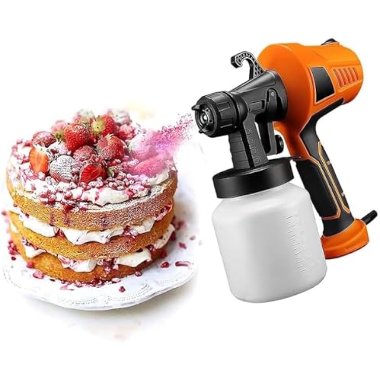 Electric Dessert Chocolate Spray Gun, 500W Airbrush Machine for Cakes, Paint Sprayer Cake Decorating Kit with 3 Patterns, for Decorating Cakes, Chocolate, Mousse and Fondant Cakes AirbrushOrange