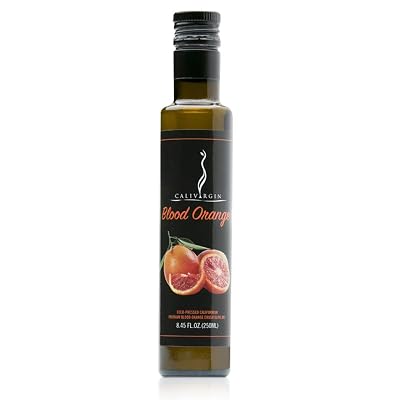 Calivirgin Blood Orange Olive Oil - Blood Orange Infused Extra Virgin Olive Oil - Cold Pressed Olive Oil - Blood Orange Flavored Olive Oil - No Preservatives, Organically Grown Olives - 250ml