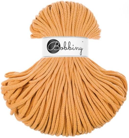 Bobbiny Premium Cotton Braided Cord - 5 mm x 100 m - Versatile Macrame Cord for Knitting, Weaving, DIY Crafts and Home Decoration - High-Quality Colourful Craft Cord - Orange