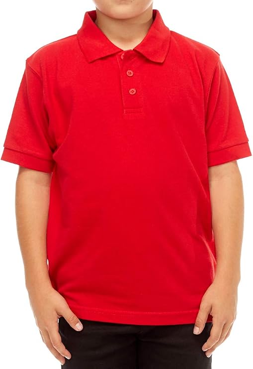 Boy's Polo Shirt - Short Sleeve Regular Fit Classic Pique Top Solid Casual 3 Button Collared T Shirts