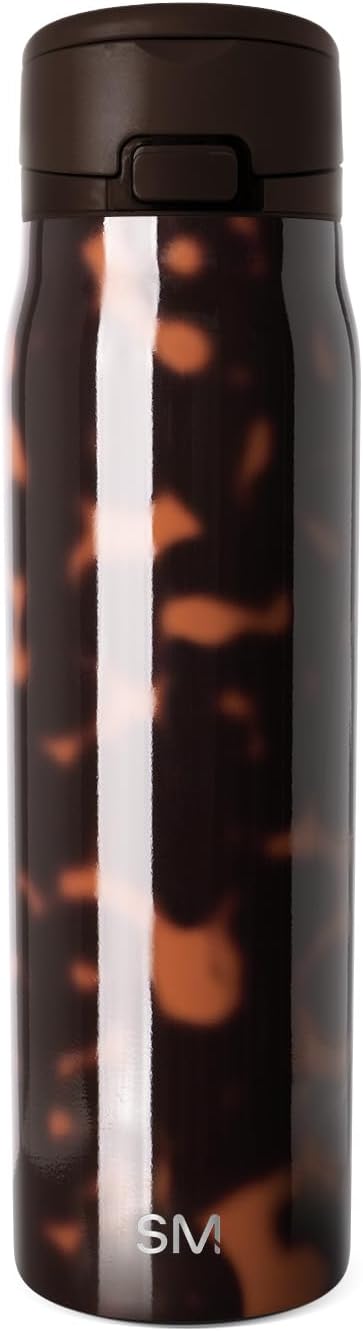 Simple Modern Mesa Loop Water Bottle with Covered Straw and Handle | 30oz Cup Holder Friendly Insulated Stainless Steel Bottles for Travel, Sports and School | Tortoise