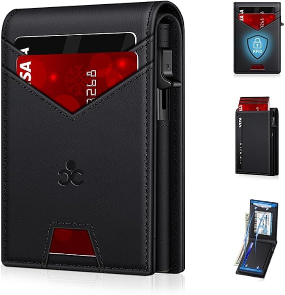 Wallet for Men RFID Blocking Minimalist Card Holder Wallet for 12-14 Cards