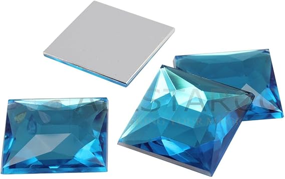 24mm Flat Back Acrylic Square Gems Rhinestones Cosplay Costume Embelishments - 14 Pieces (Blue Aqua A21)