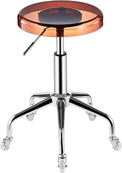 Rolling Stool with Wheels, Acrylic Hydraulic Stool for Shop Guitar Lab Tattoo Workbench Medical,Adjustable Massage Swivel Stool Chair (Color : Brown)