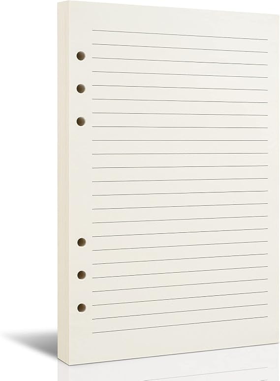 A5 Line Refill Paper, A5 Binder Refills for 6-Ring Binders Planner Traveller Journal Notebook Dairy, 8mm Ruled Filler Paper Insert, 80 Sheets 160 Pages, Lined