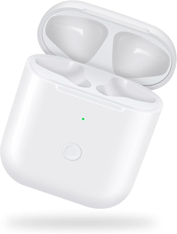 Charging Case Replacement for AirPods 1st & 2nd Generation - Wireless Charger Case with Bluetooth Pairing Sync Button - White