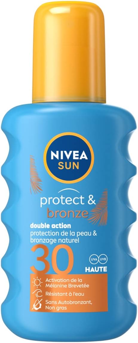 NIVEA SUN Protect & Bronze SPF 30 (1 x 200 ml), Sunscreen Oil with UVA/UVB Protection for a Naturally Tanned Tan, Sunscreen Tan
