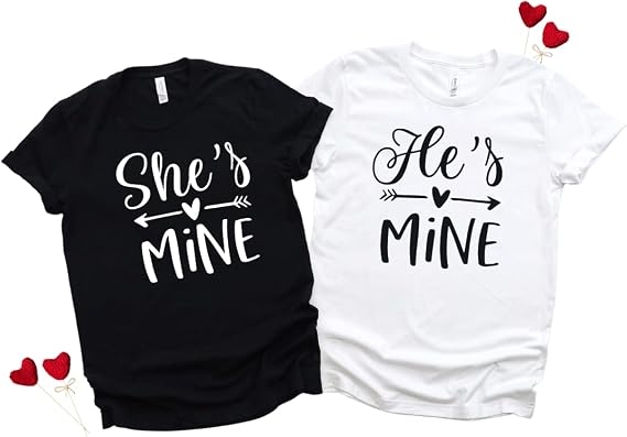 His and Hers Hubby and Wifey Shirts, Couples T-Shirts for Him and Her, Newlywed Shirt, Engaged Couple Shirts, Valentine Matching Shirts for Couples Boyfriend and Girlfriend. Multicolor