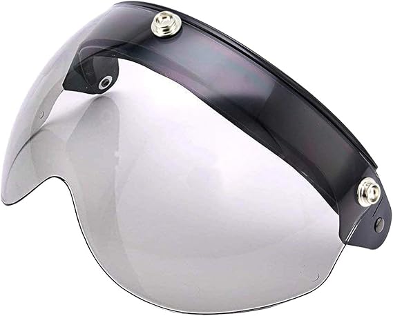 Pilot Style Flip Up Down Shield Visor Lens for 3-Snap Motorcycle Open Face Helmets (Light Smoke)