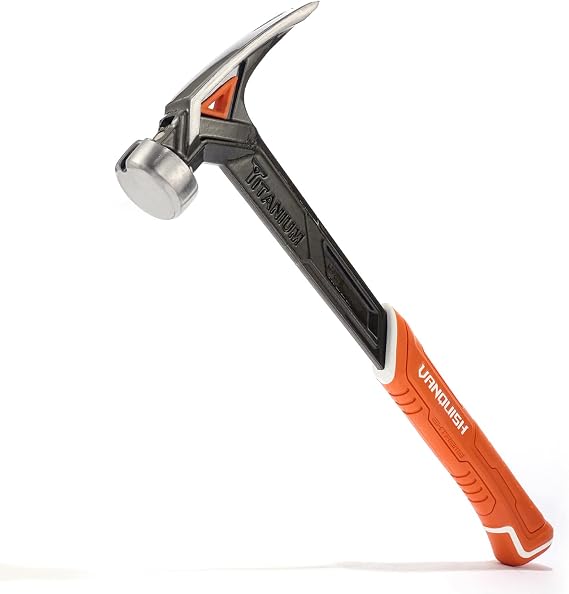 VANQUISH 11oz Titanium Framing Hammer Straight Rip Claw with Smooth Face, Magnetic Nail Hodder, One Piece Forged Anti-Vibration Design, Soft Grip 0536