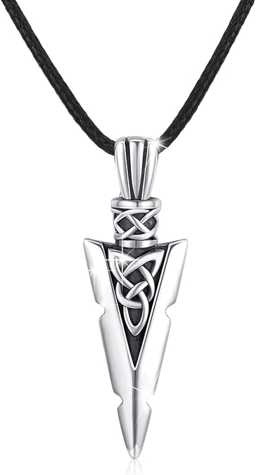 MEDWISE Arrowhead Necklace for Men 925 Sterling Silver Arrow Necklace Celtic Necklace for Men Arrow Necklace Celtic Jewelry for Women Viking Gifts for Men Women Birthday Gift