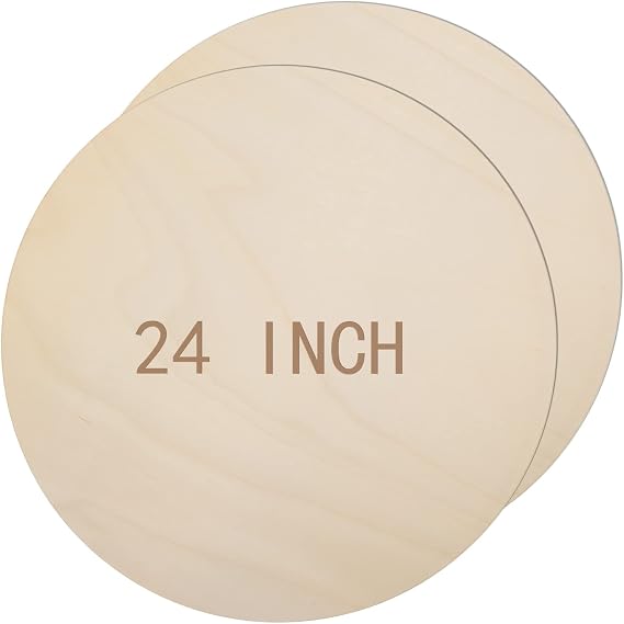 2 Pieces 24 Inch Round Wood Circles for Crafts Blank Round Wood Cutouts Rounds Wooden Discs Large Unfinished Wooden Circles for Door Hanger Design Welcome Signs Woods Burning DIY Craft