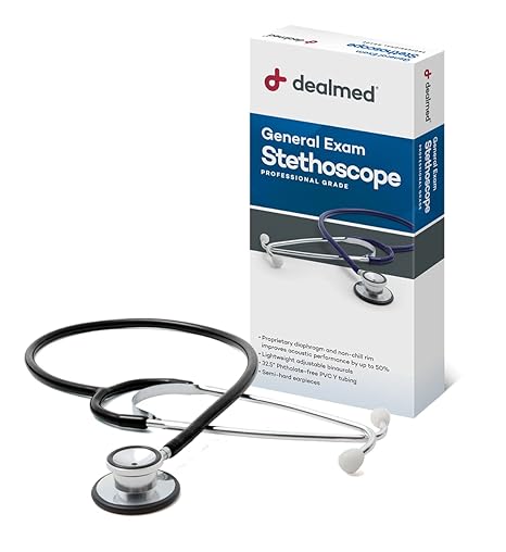 Dealmed Exam Stethoscope - Dual-Head, 32 inch Tubing, Black (1 Count)