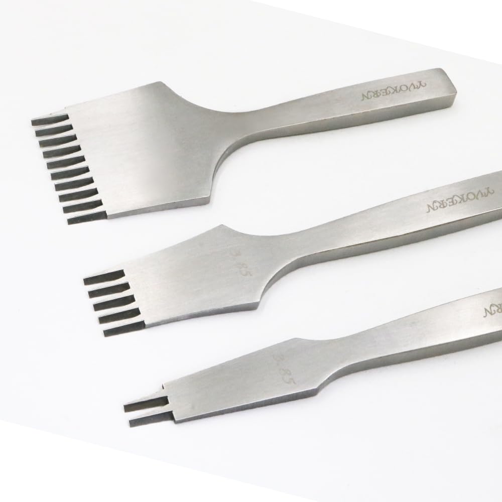 Professional Leather Craft French Angled Chisel Leather Craft Tools Hole Punches Lacing Stitching Perforate(2.7/3.0/3.38/3.85mm) (French Chisel 3.0mm)