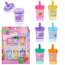 6pc Smoothie Lip Balm Set Fruit-Scented Lip Glosses in Adorable Smoothie-Shaped Containers