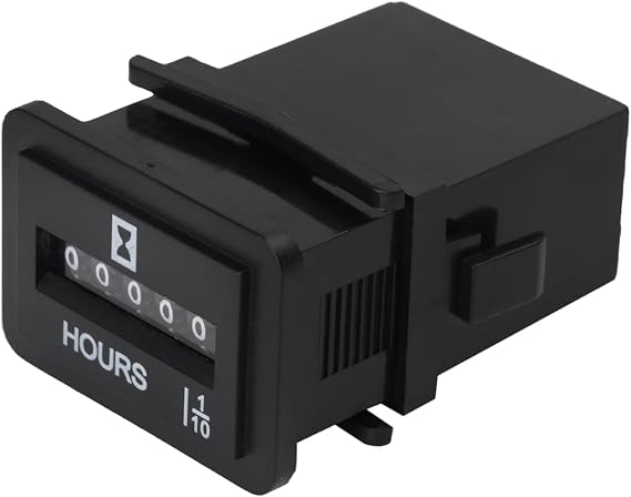 Mechanical Hour Meter Rectangle Engine Hour Gauge Snap-in Hourmeter, for Lawn Mower Tractor Generator Golf Cart Snowblower Forklift (AC110-250V)