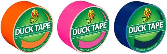 Duck Brand Duct Tape Color Trends Bold Combo 3-Pack, Orange, Pink and Blue, 50 Yards Total