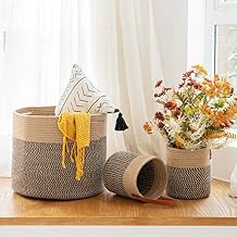 Goodpick Large Blanket Basket And Jute Hanging Basket Set