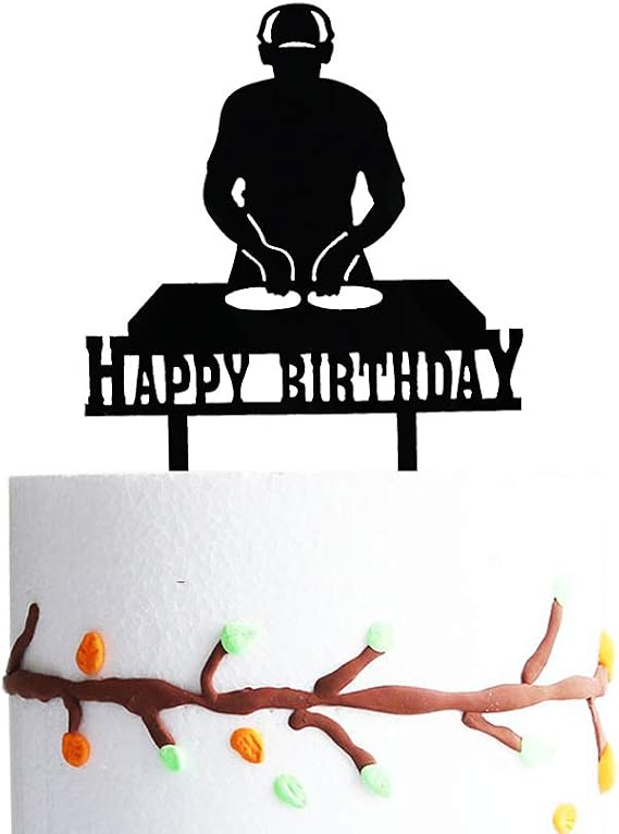 DJ Happy Birthday Cake Topper Disco Theme Party Supplies