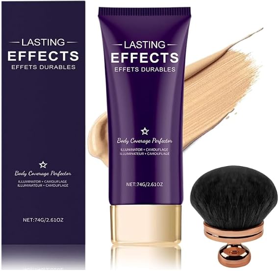 Beauty Body Coverage Perfector with Brush, 2-in-1 Body Camouflage and Illuminator, All over Complexion Perfector, Creme Body Coverage Perfector, Long-Lasting Natural Gloss Body Concealer (Lvory)