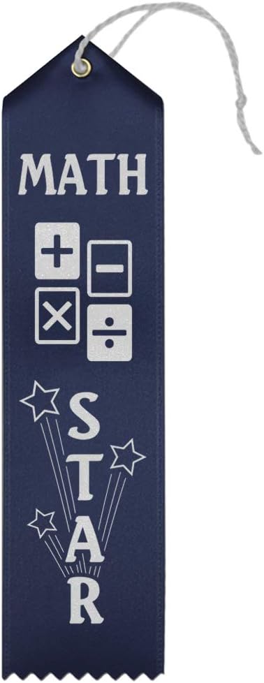 RibbonsNow Math Star Ribbons - 25 Navy Blue Ribbons with Card & String