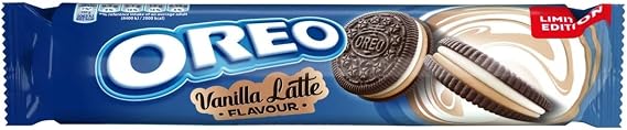 OREO Sandwich Biscuits, Vanilla Latte Crème Cookies, 157 g (1-Pack) | Delightful Vanilla Latte Crème Filling, Crunchy and Crispy Biscuits, Vegetarian Friendly for On-the-Go Enjoyment