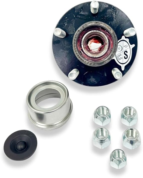 SOUTHWEST WHEEL Pre-Greased 5-Hole, 4.5" Bolt Circle Idler Hub for 2,000 lb. Axles (BT8 Spindle) 1" Spindle that uses L44643 Trailer Bearings