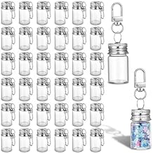 36 Pcs 7ml Mini Glass Bottle Keychain Bulk, Tiny Wishing Jars with Aluminum Screw Lid & Iron Key Ring, Small Clear Sample Vials Containers for DIY Wedding Favors, Home Crafts, Travel Essentials